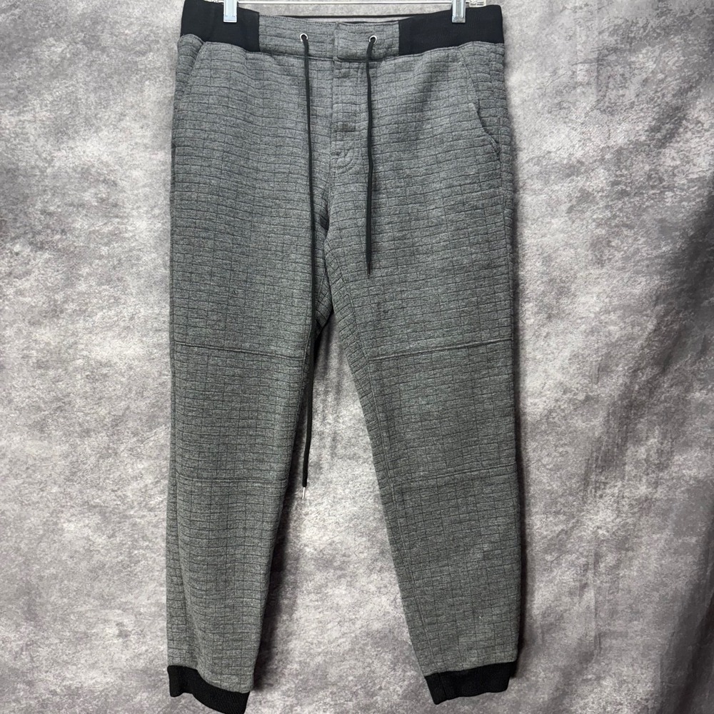 Mother Denim The Champ Jogger Sweatpants Womens 29 Gray Checkered Thermal Knit
